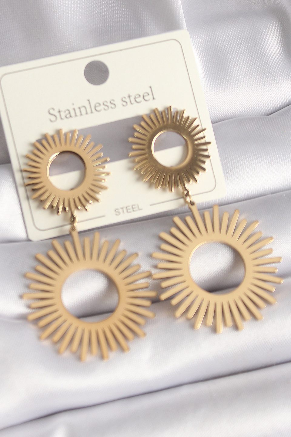 Shekka 316L Çelik Gold Renk Güneş Model Kadın Küpe