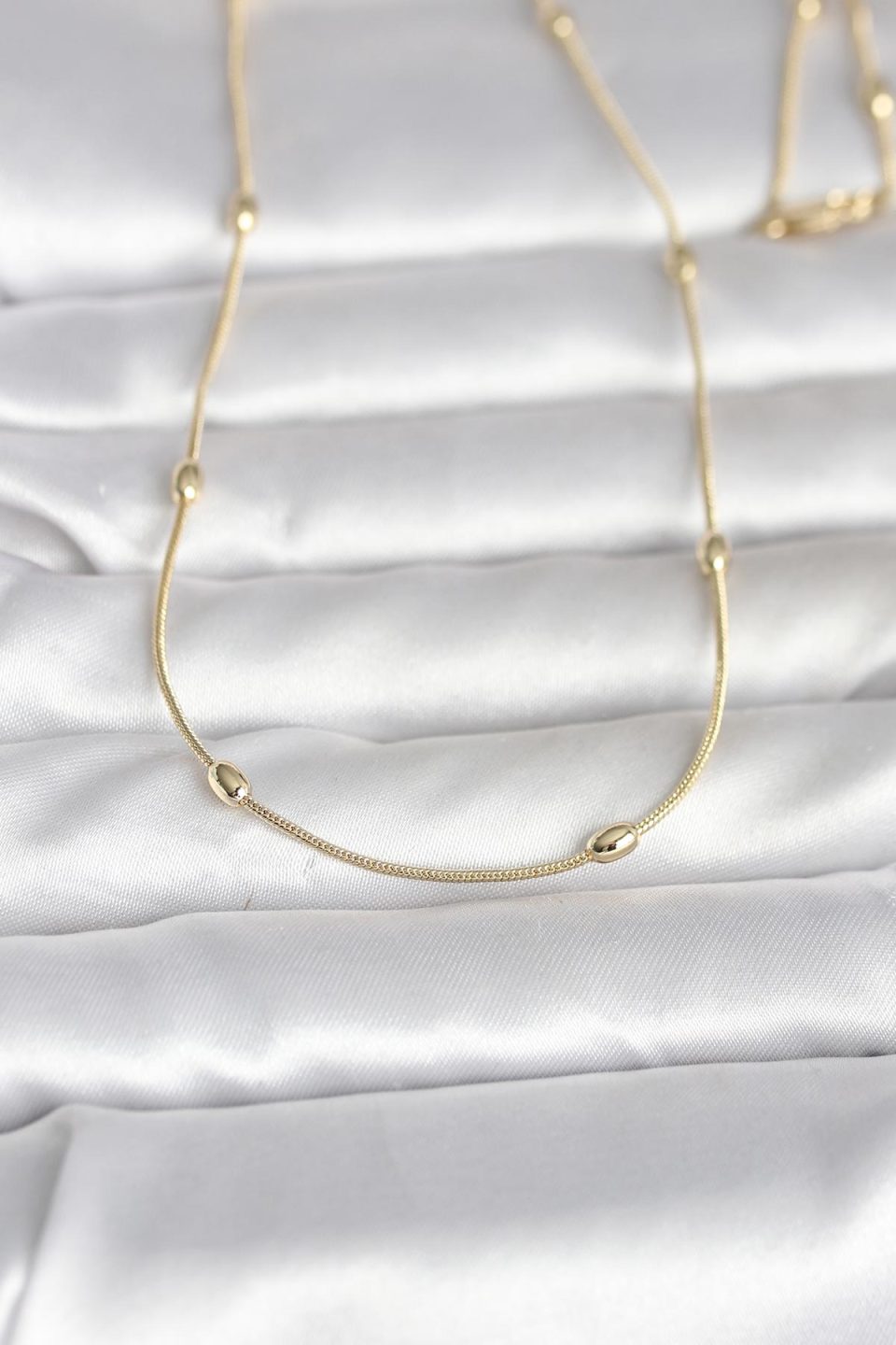 Shekka CM 14K Gold Renk Yılan Zincirli Damla Topçuk Model 60 cm Kadın Kolye