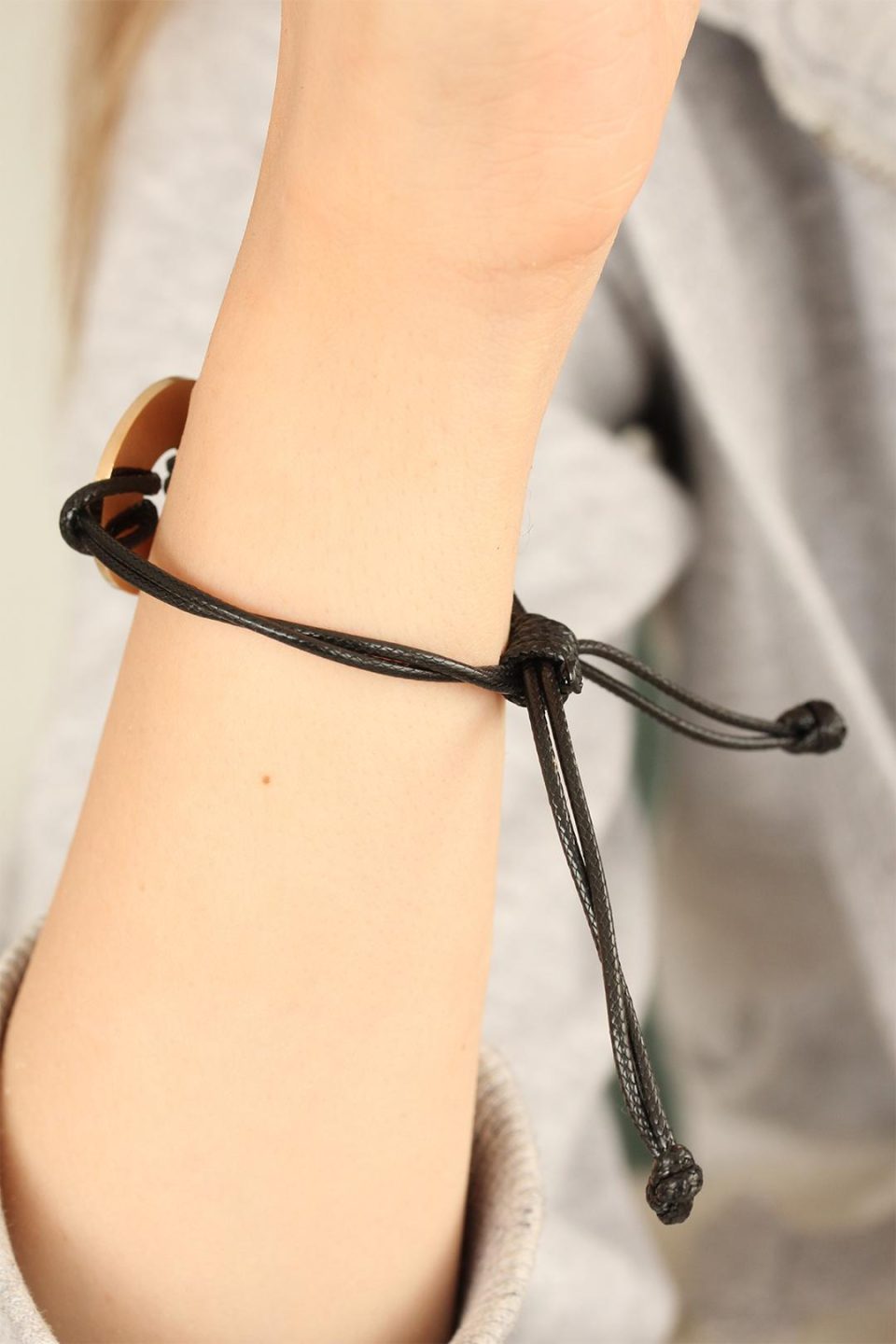 Shekka HOPE (Umutlu) Siyah Deri İpli Unisex Mood Bileklik — görsel 2