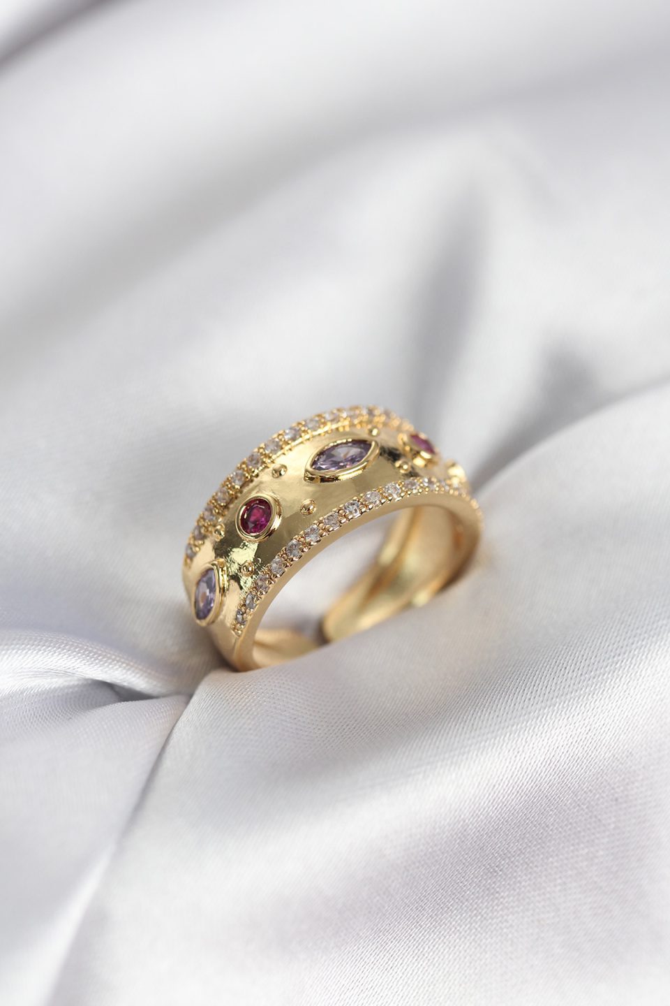 Shekka Gold Renk Zirkon Taşlı Vintage Kadın Yüzük