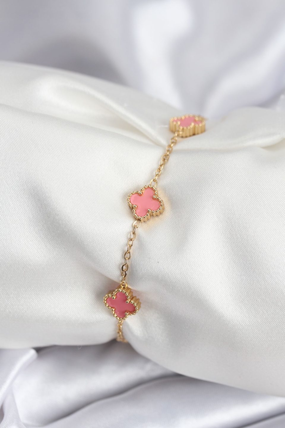 Shekka 316L Çelik Gold Renk Pembe Baby Boy Yonca Kadın Bileklik