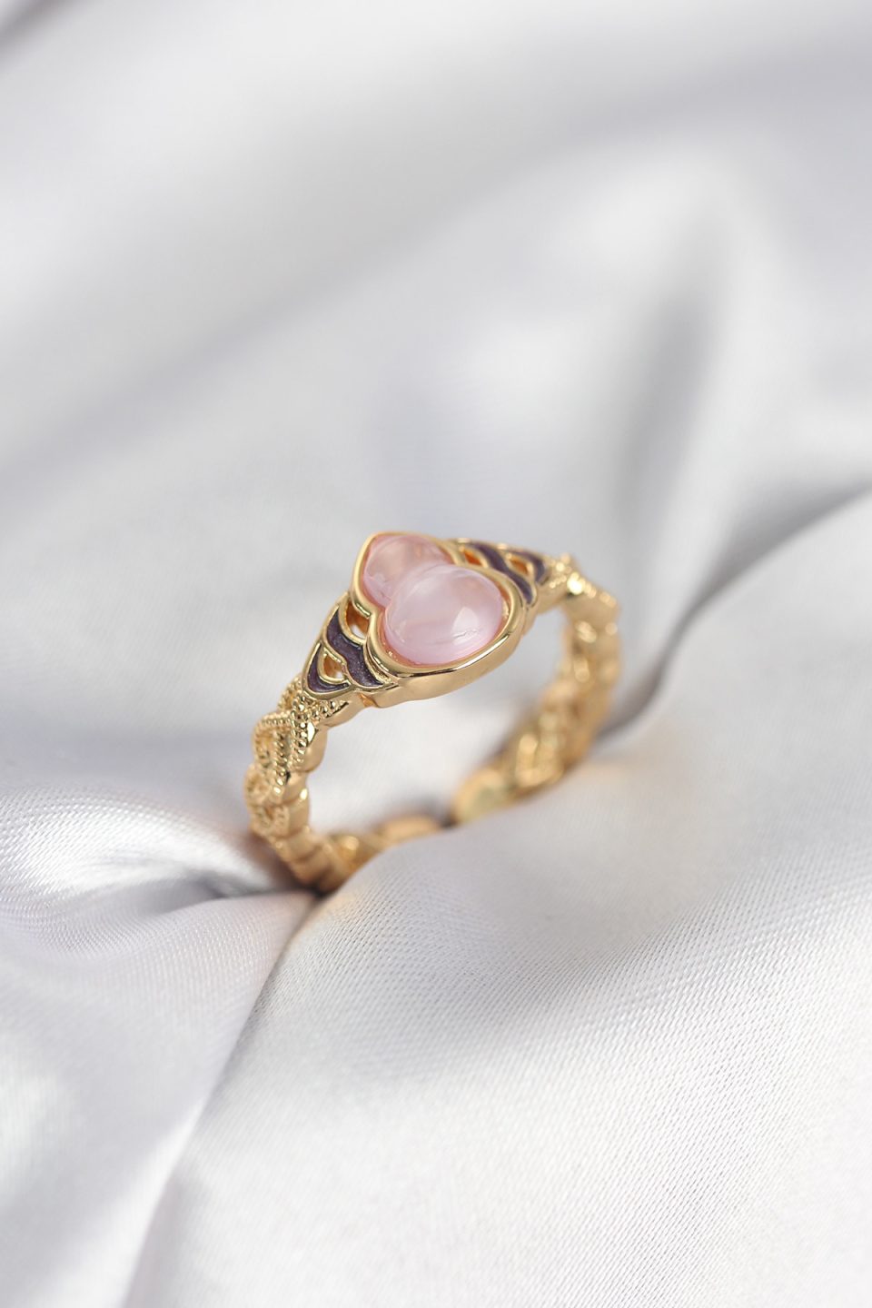 Shekka Gold Renk Pembe Damla Model Kadın Yüzük