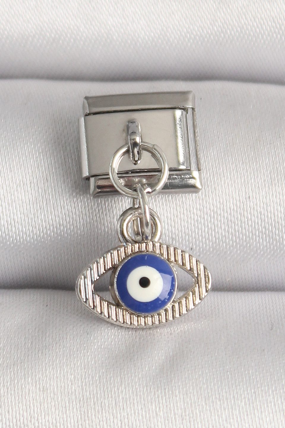 Shekka 316L Çelik Gümüş Renk Nazar Boncuk Detaylı Göz Model Nomination Charm