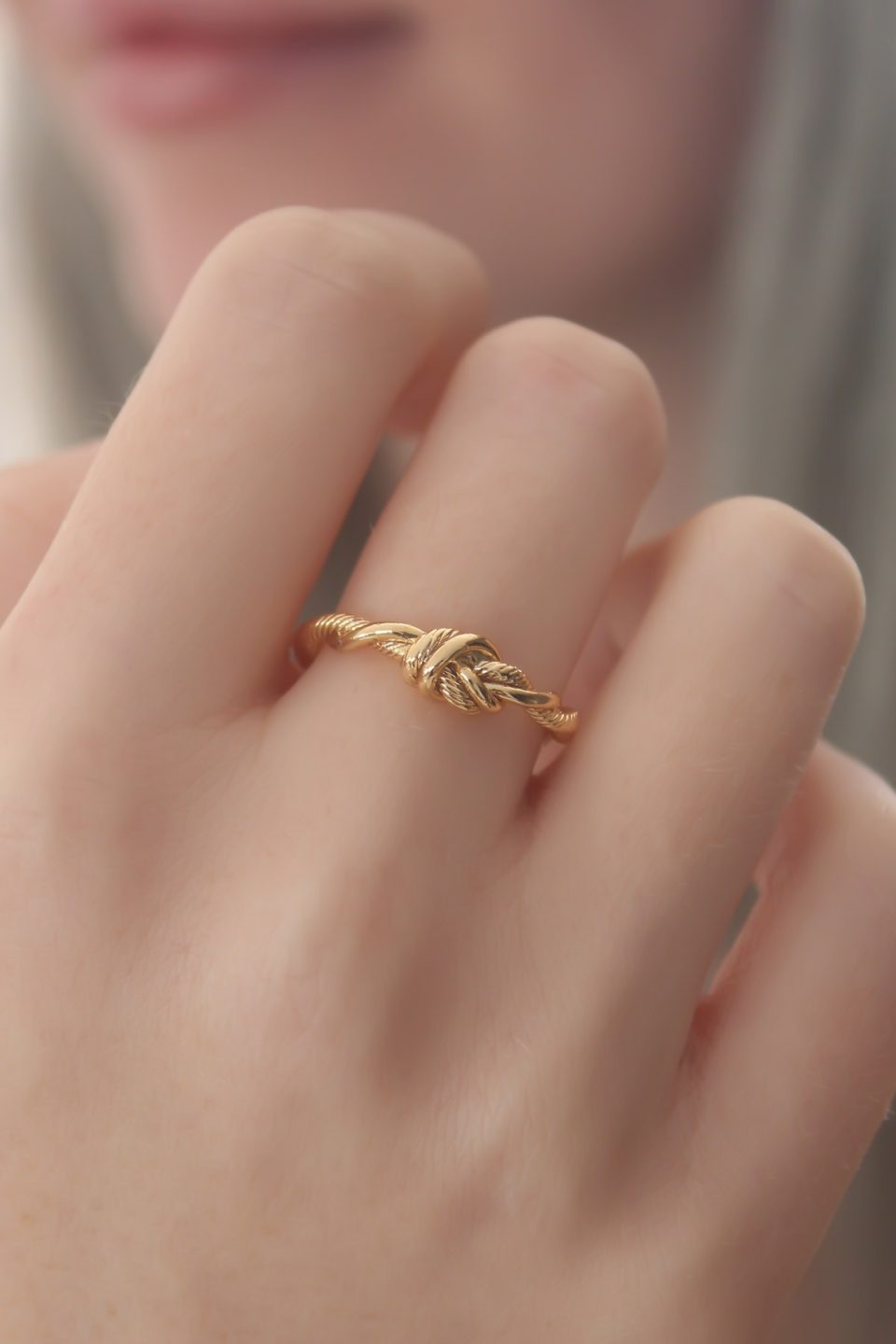 Shekka Gold Renk Halat Düğüm Model Kadın Yüzük