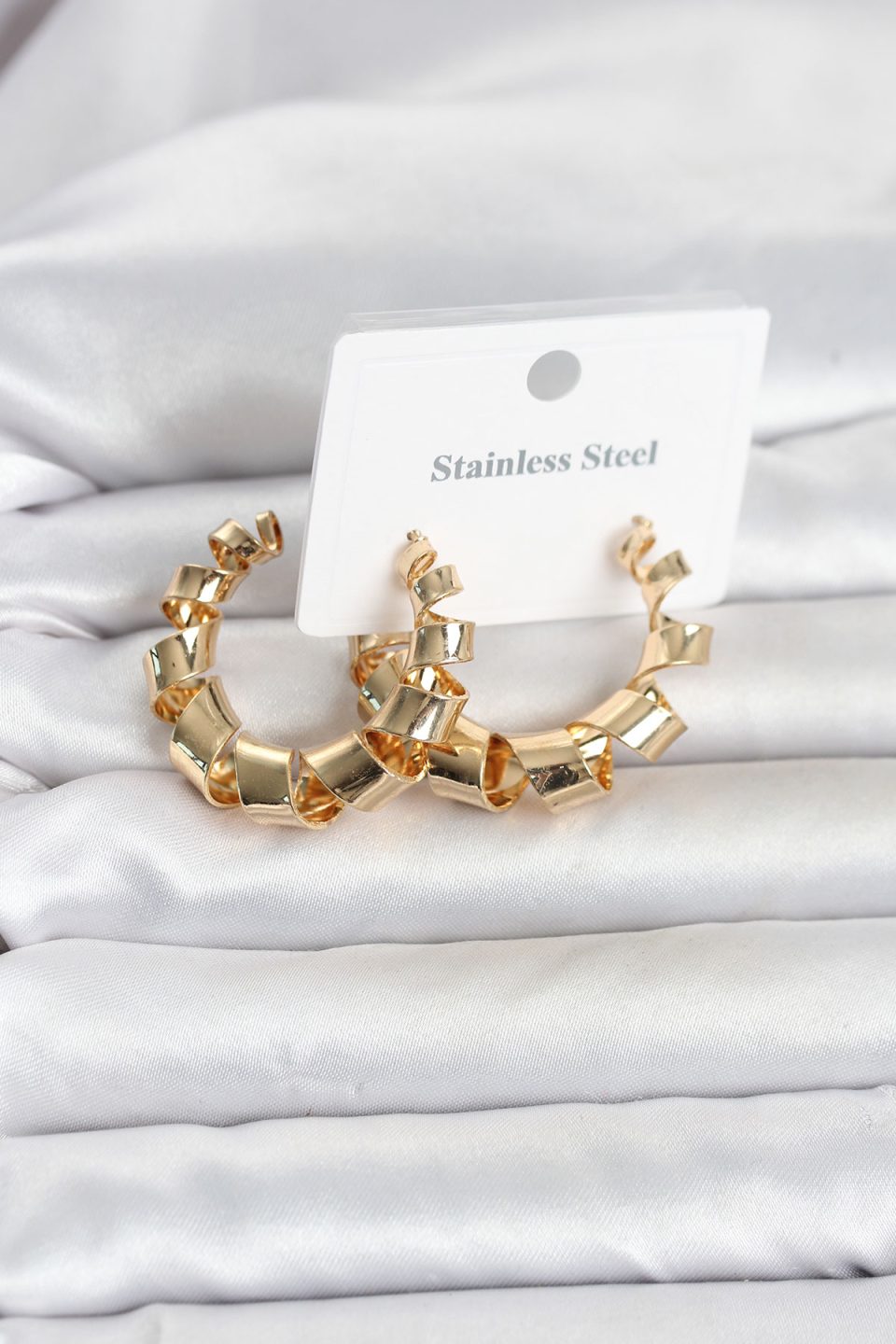 Shekka 316L Çelik Gold Renk Spiral Halka Kadın Küpe