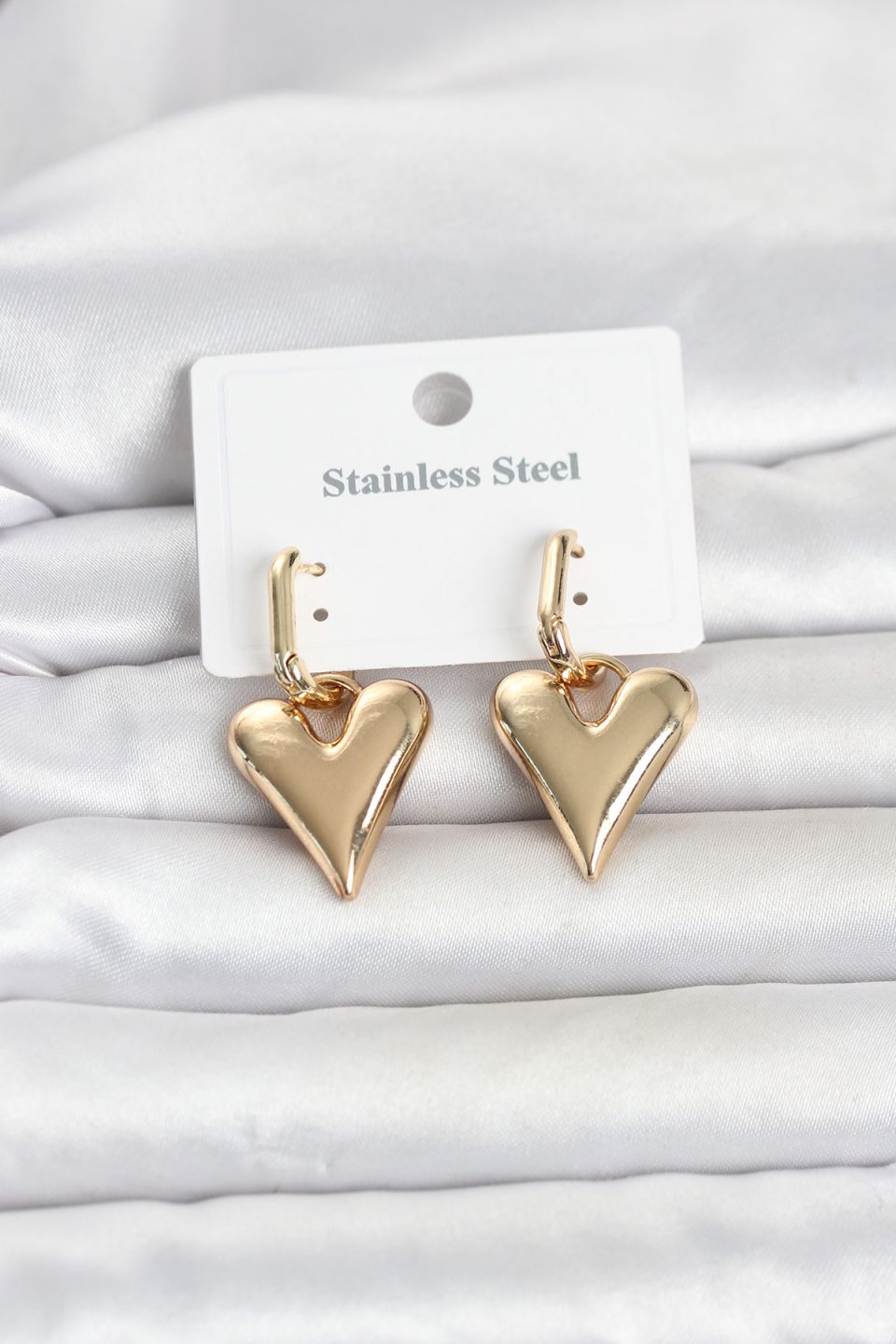 Shekka 316L Çelik Gold Renk Kalp Modelli Kadın Küpe