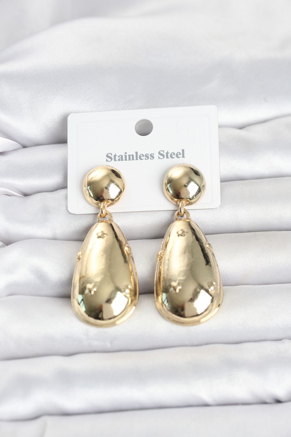 Shekka 316L Çelik Gold Renk Damla Model Kadın Küpe