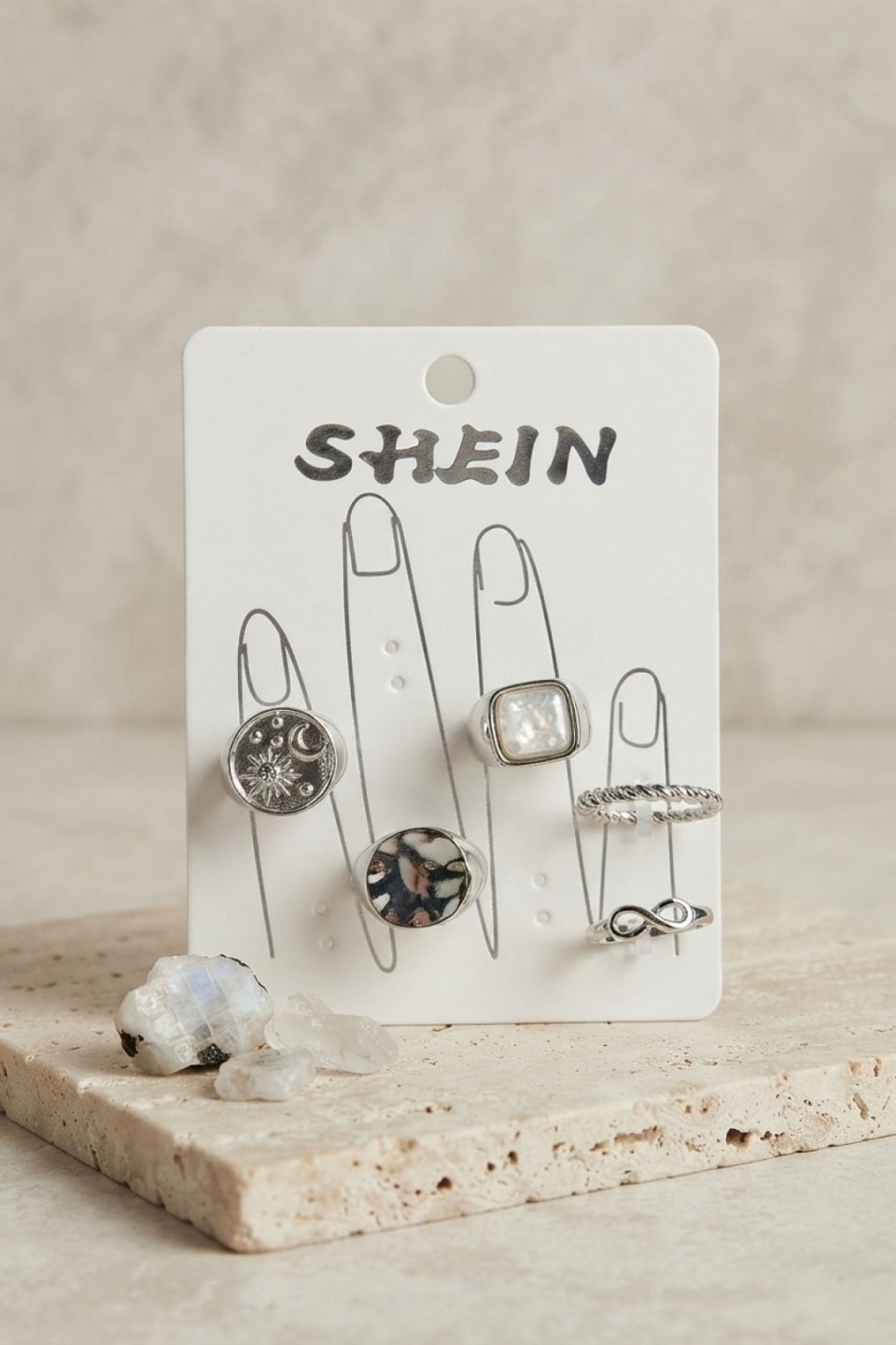 Shekka Gümüş Renk Pirinç Bohem Yüzük Kombini BYK4273