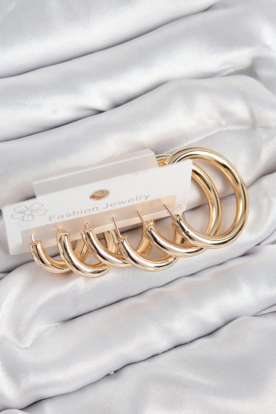 Shekka Pirinç Halka Model Gold Renk Kadın Set Küpe