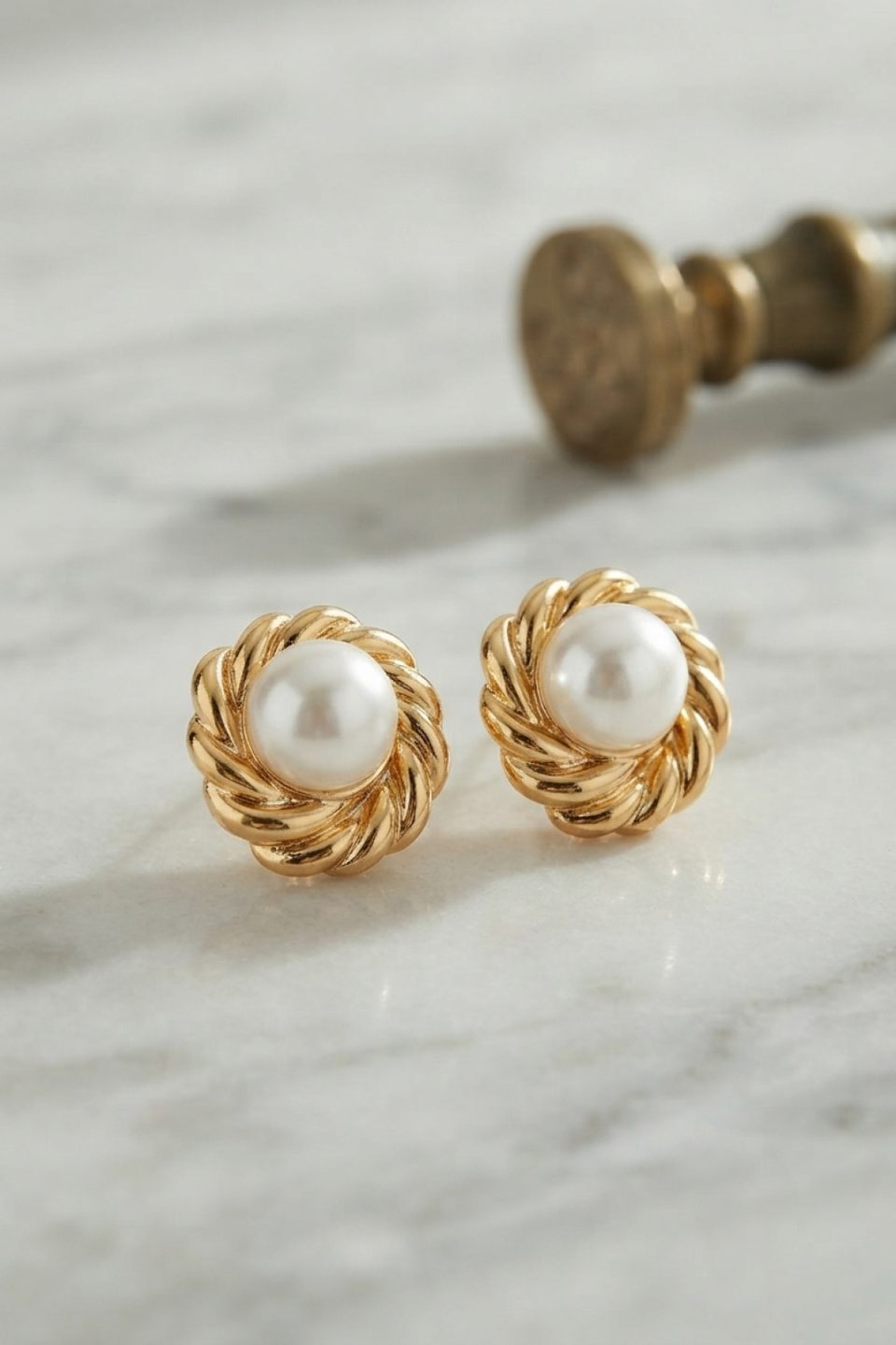 Shekka 316L Çelik Gold Renk İncili Model Kadın Küpe — görsel 2