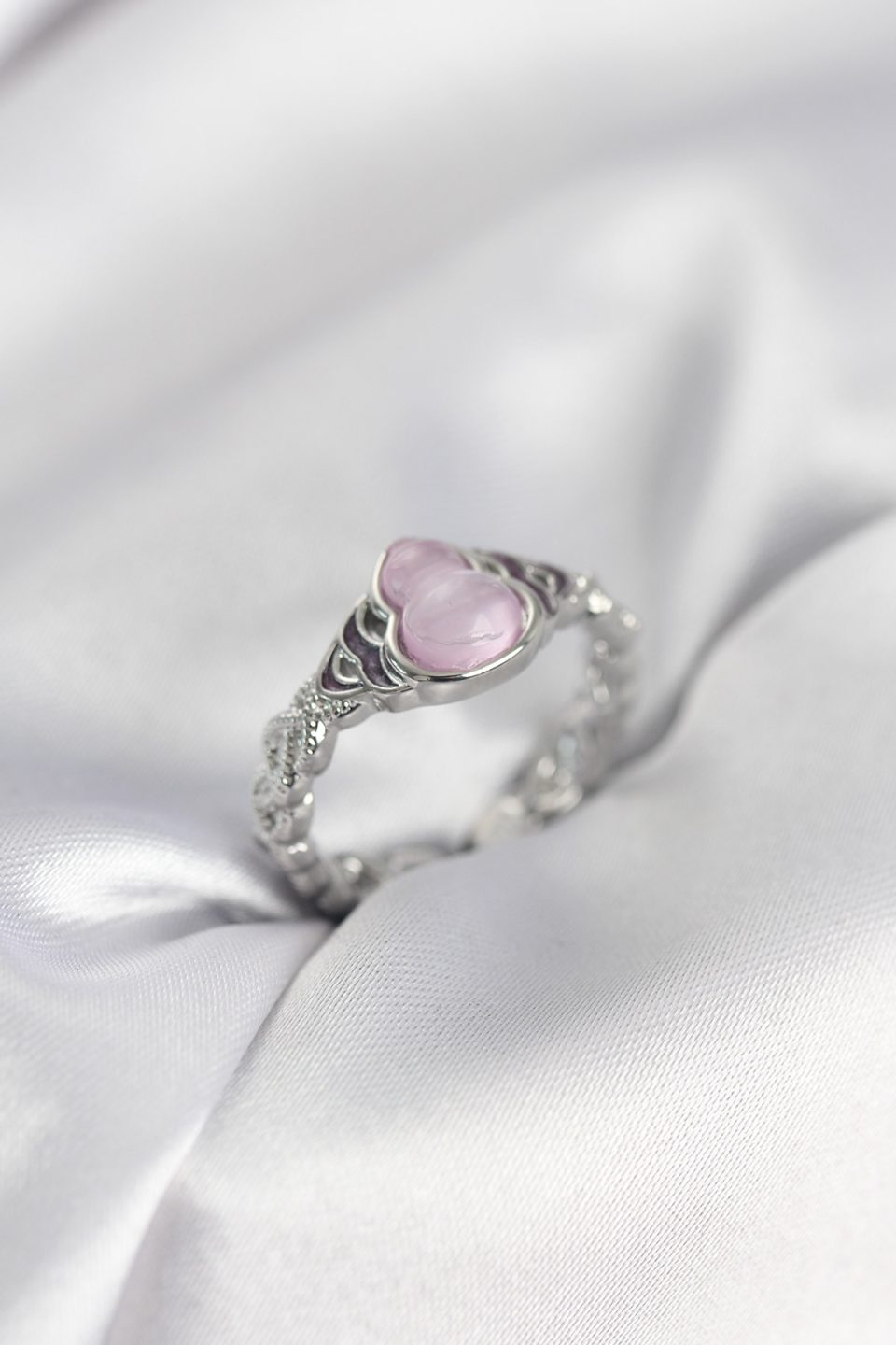 Shekka Gümüş Renk Pembe Damla Model Kadın Yüzük