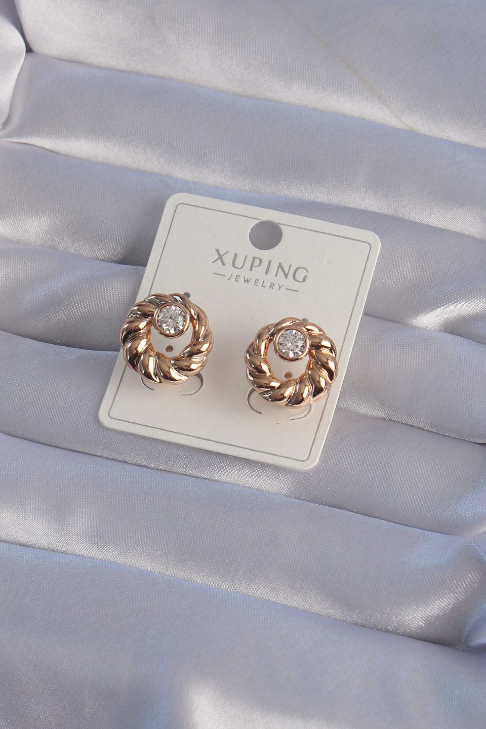 Shekka XUPİNG Rose Renk Oval Zirkon Taşlı Burgu Model Küpe
