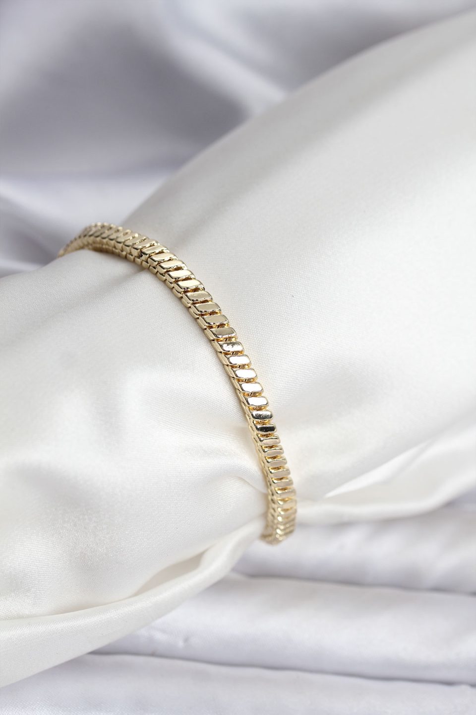 Shekka 14K Gold Renk Kaplama Kare Zincir Model CM Kadın Bileklik