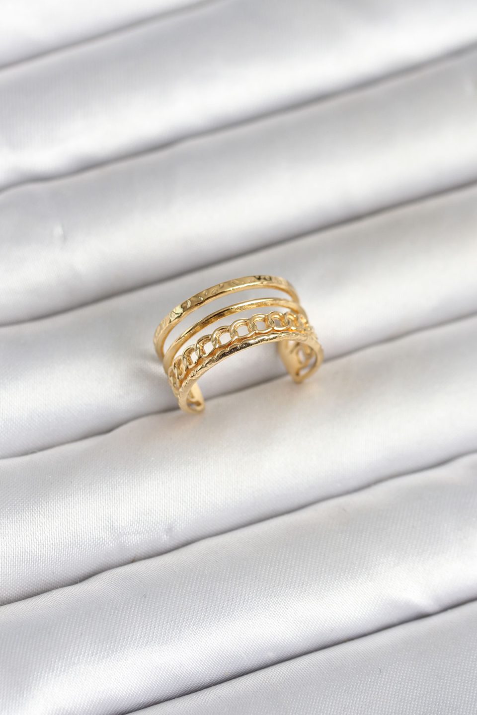 Shekka 316L Çelik Gold Renk Zincirli Vintage Model Kadın Yüzük