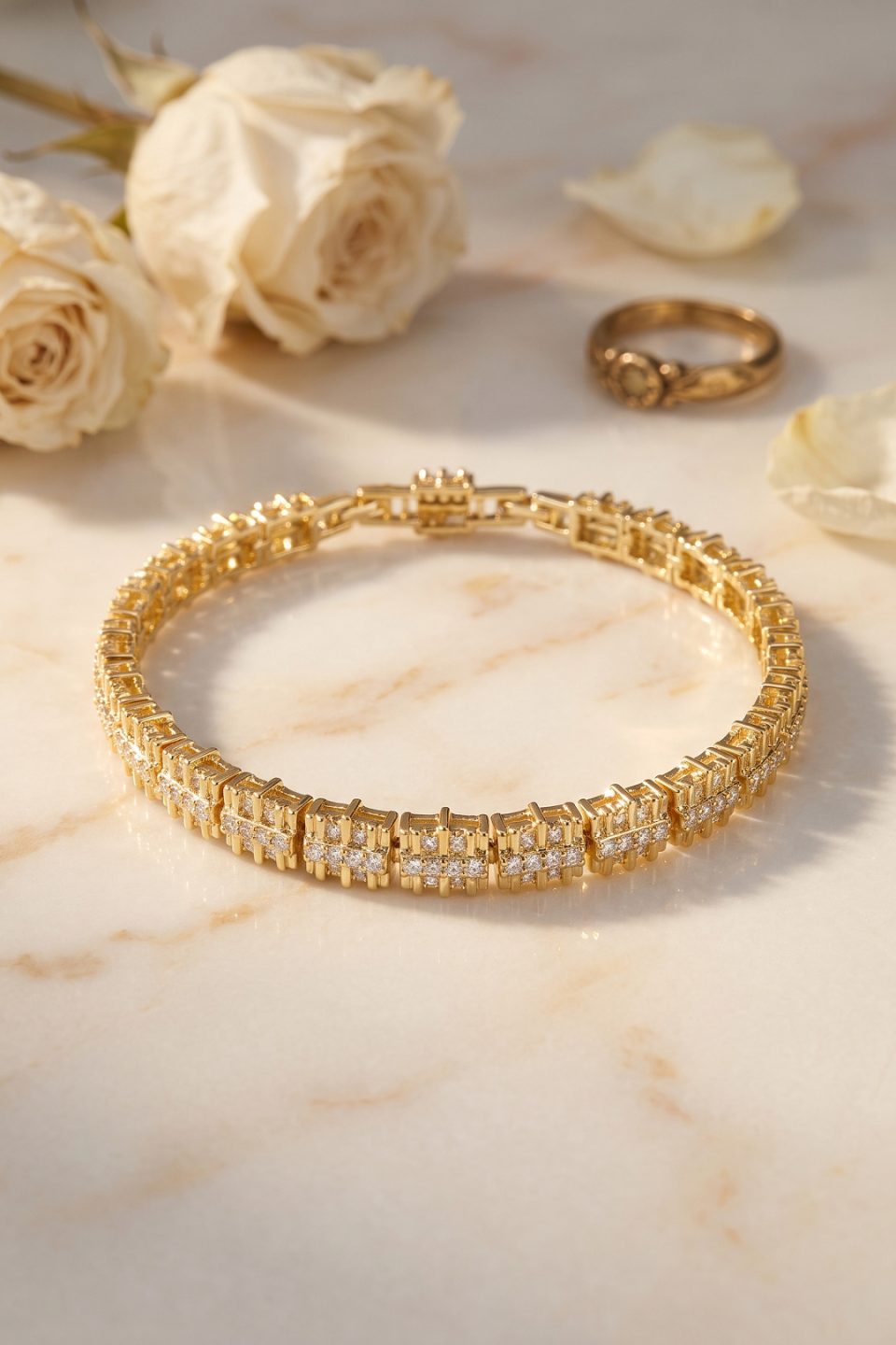 Shekka Gold Renk Pirinç Elegance Zirkon Taşlı Kadın Bileklik