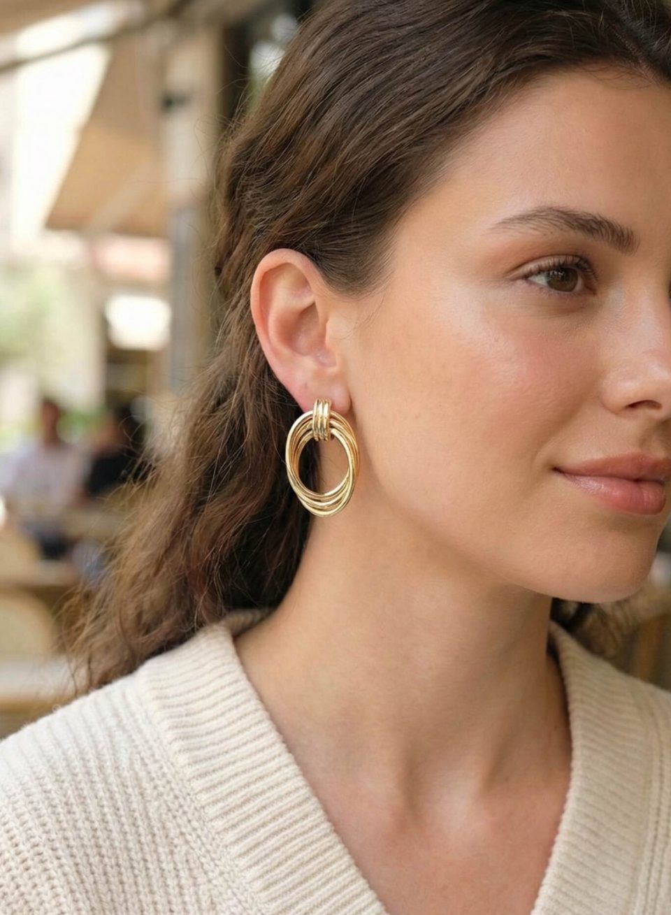 Shekka Pirinç Gold Renk Damla Model Vintage Kadın Küpe