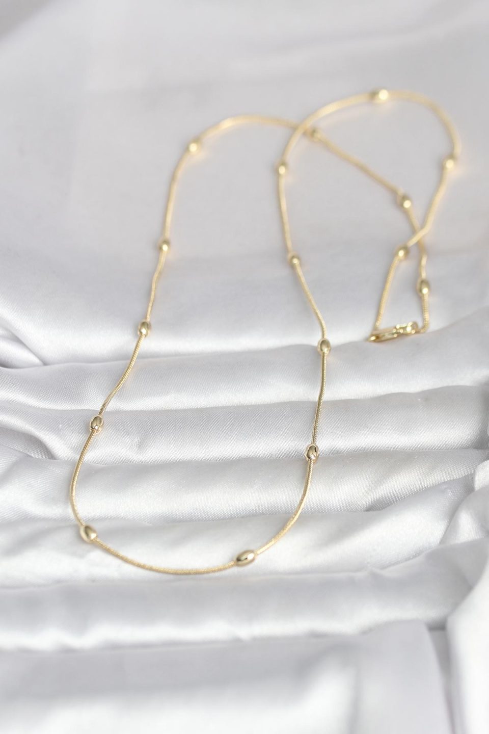 Shekka CM 14K Gold Renk Yılan Zincirli Damla Topçuk Model 60 cm Kadın Kolye — görsel 2