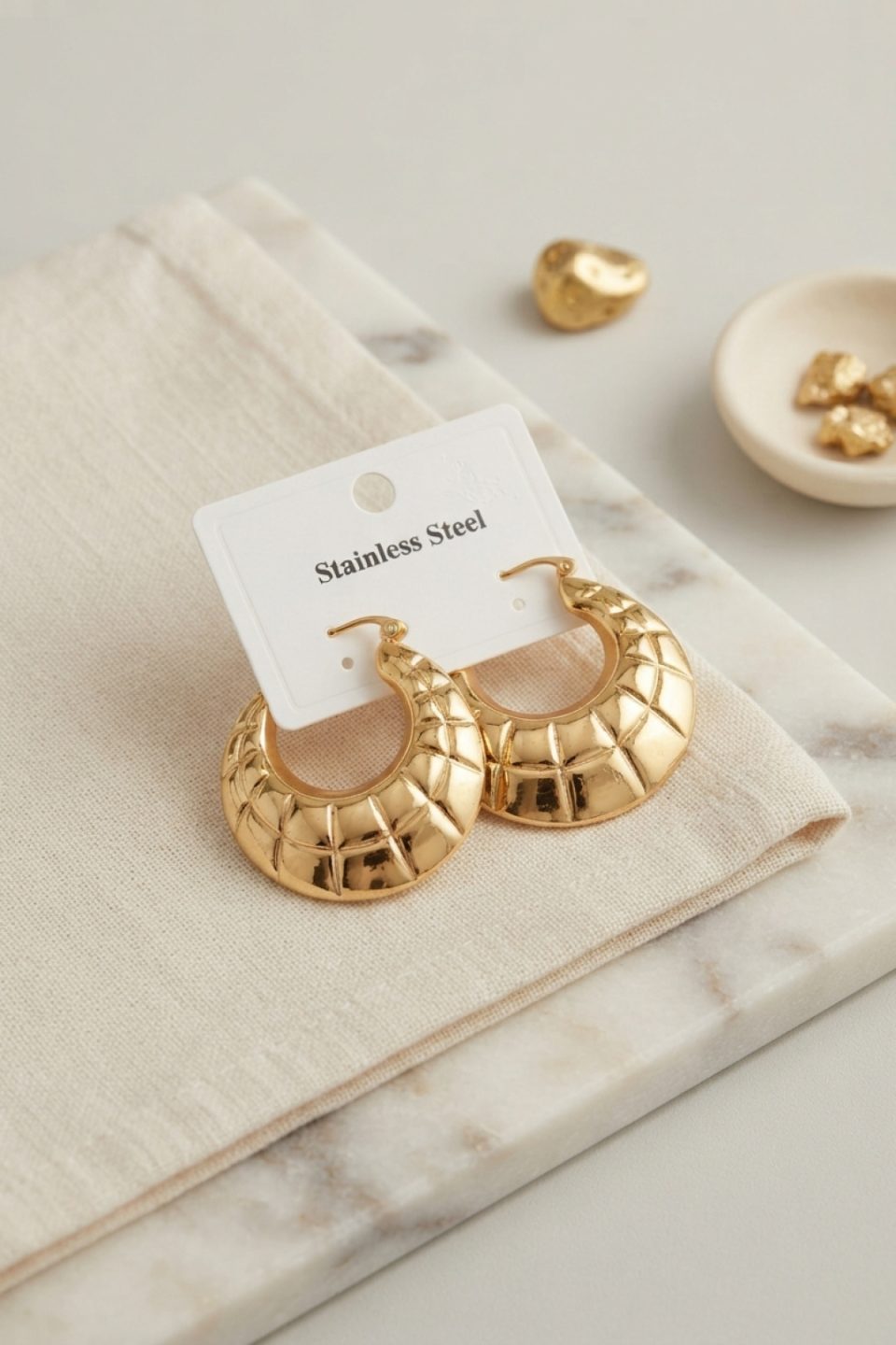 Shekka 316L Çelik Gold Renk Bohem Halka Model Küpe