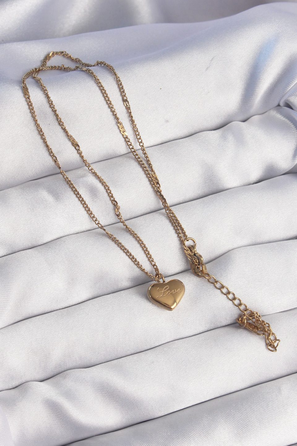 Shekka 316L Çelik Gold Renk Kalp Model Love Kolye — görsel 2