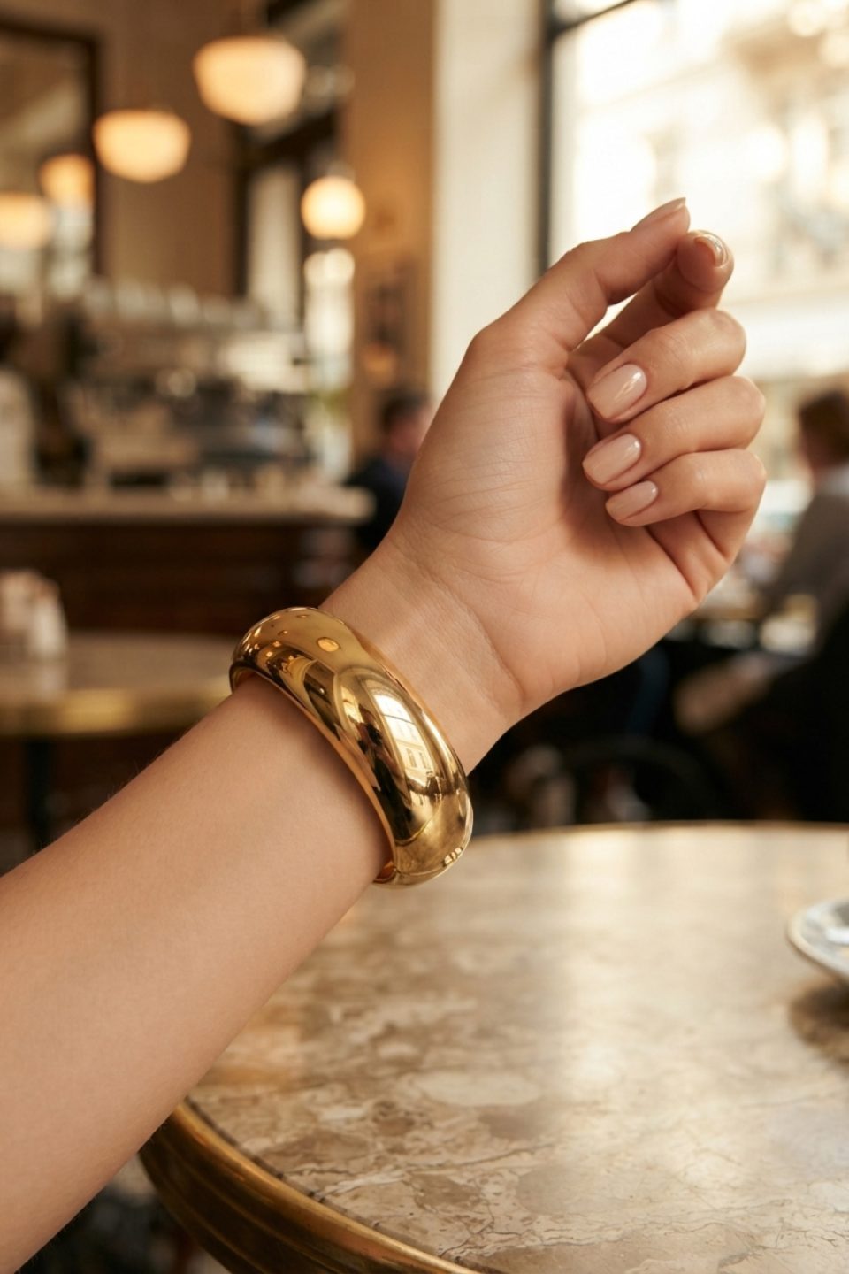 Shekka Gold Renk Pirinç Vintage Kalın Kelepçe Bilezik — görsel 2