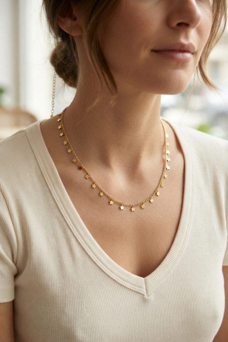 Shekka Gold Renk Yıldız Pul Model 60 cm Kadın Kolye — görsel 2