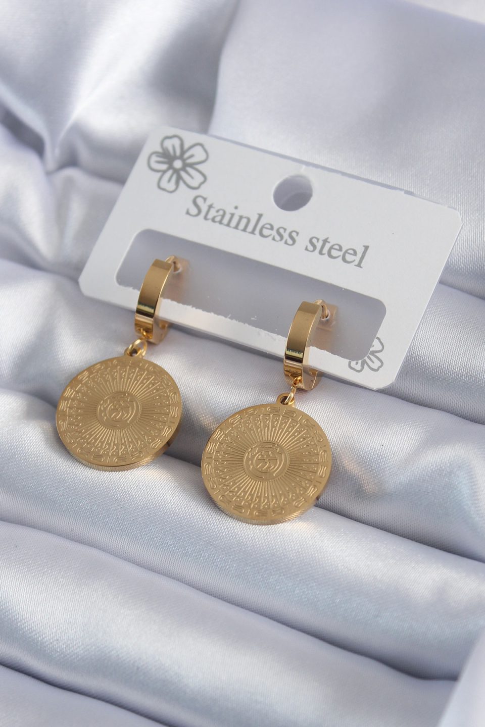 Shekka 316L Çelik Gold Renk İşleme Detay Kadın Küpe