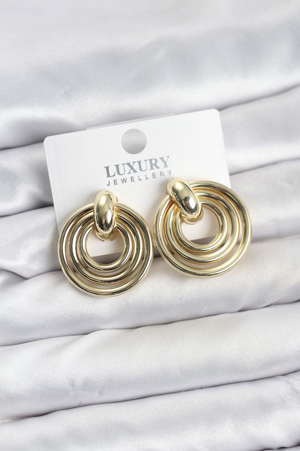 Shekka Gold Renk Pirinç Vintage Kadın Küpe