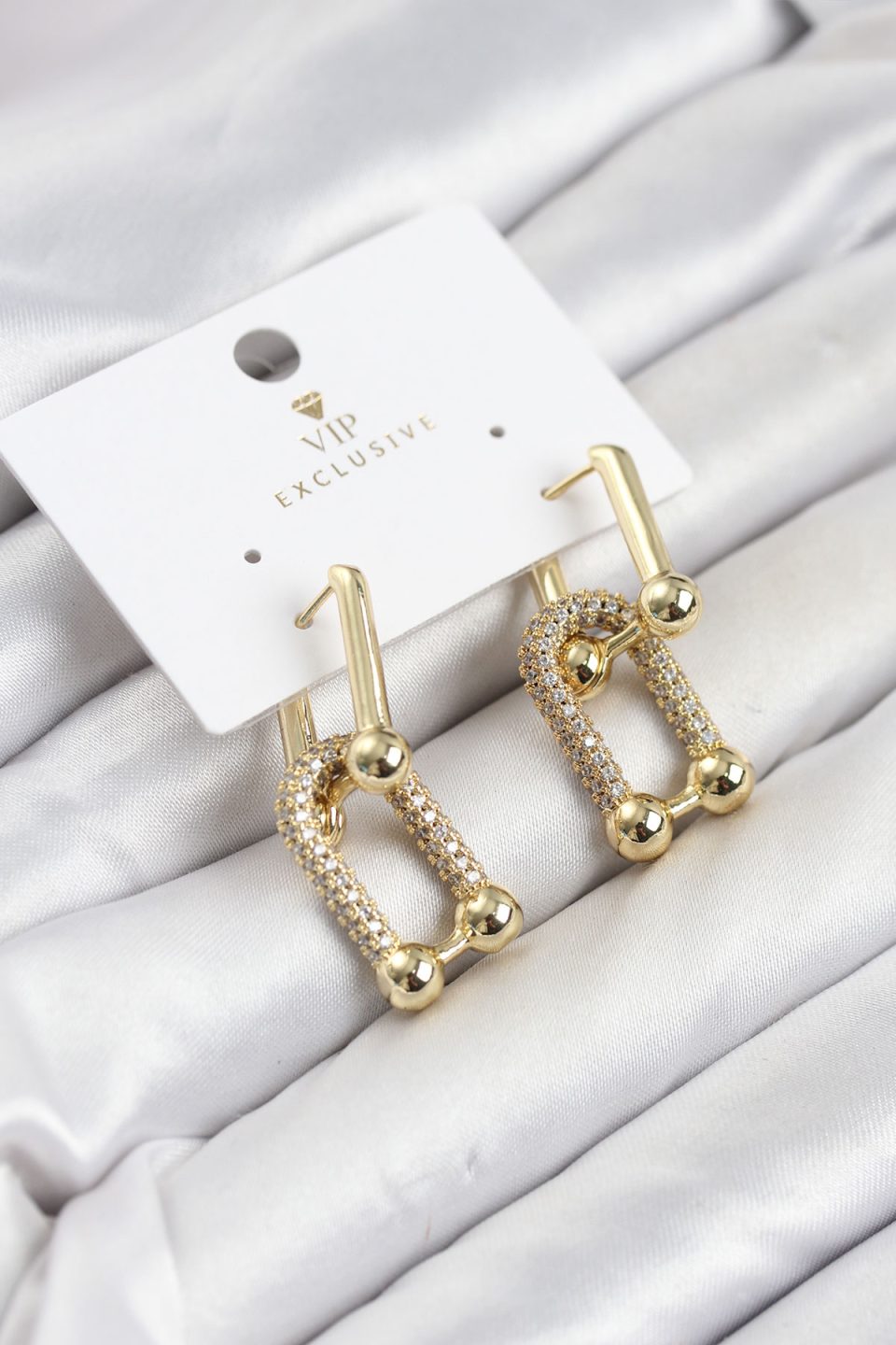 Shekka Gold Renk VIP Seri Tifani Zirkon Taşlı Kadın Küpe