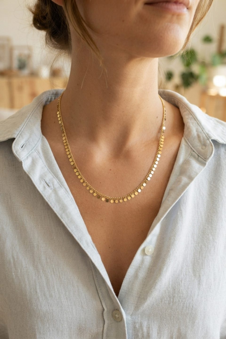 Shekka Gold Renk Pul Model 60 cm Kadın Kolye — görsel 2