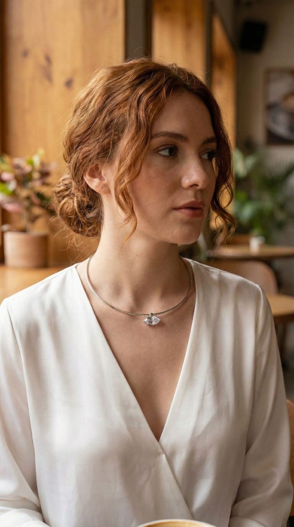 Shekka Pirinç Gümüş Renk Choker Model Zirkon Taşlı Kadın Kolye