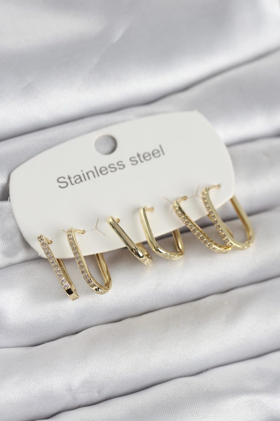 Shekka 316L Çelik Gold Renk 6'lı Set Geometrik Model Kadın Küpe