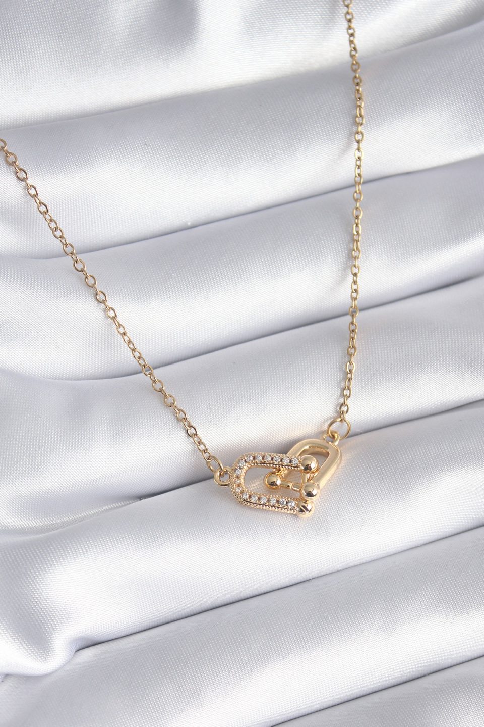 Shekka 316L Çelik Gold Renk Zirkon Taşlı Model Kadın Kolye