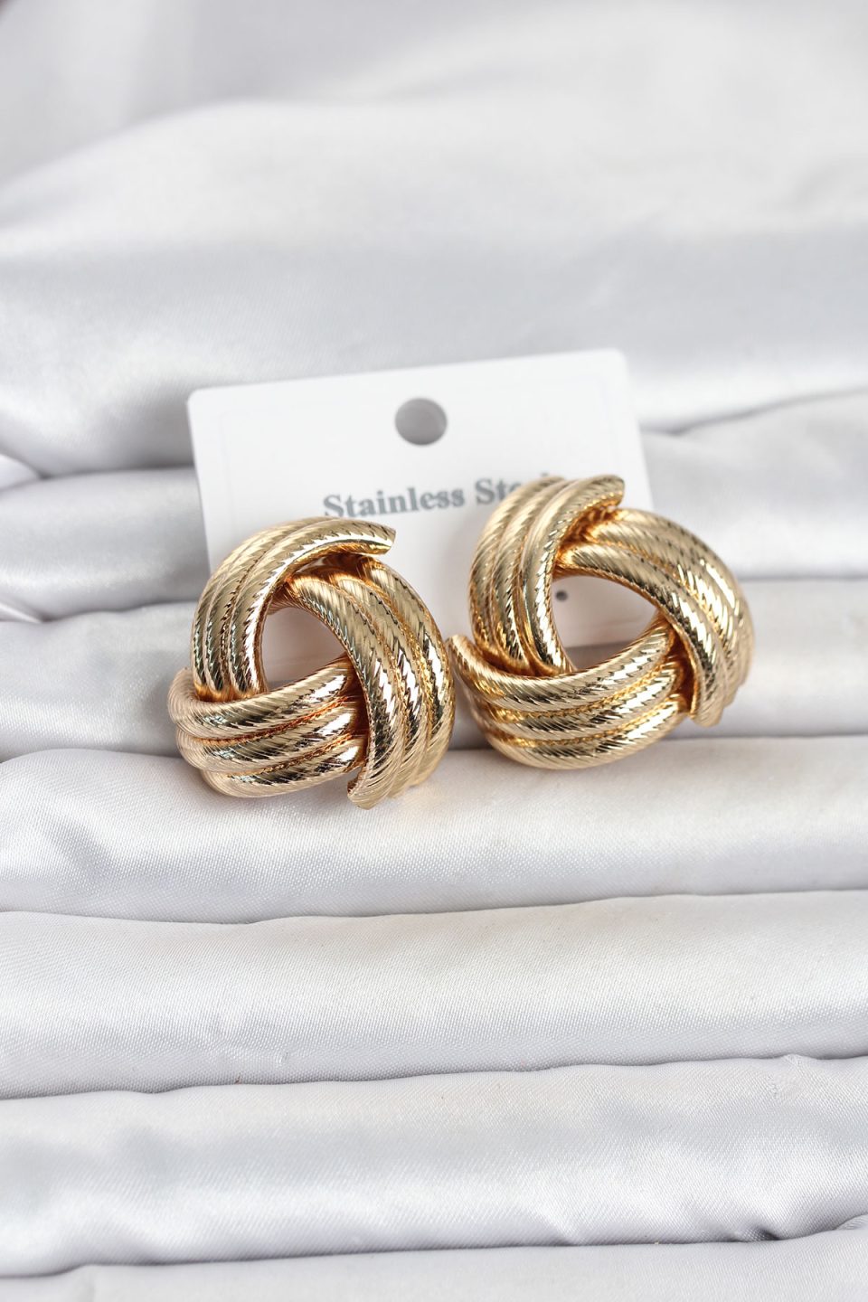Shekka 316L Çelik Gold Renk Sarmal Model Kadın Küpe