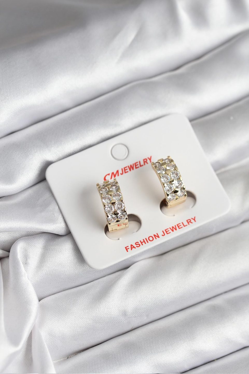 Shekka 14K Gold Renk Kaplama Zirkon Taşlı CM Kadın Küpe