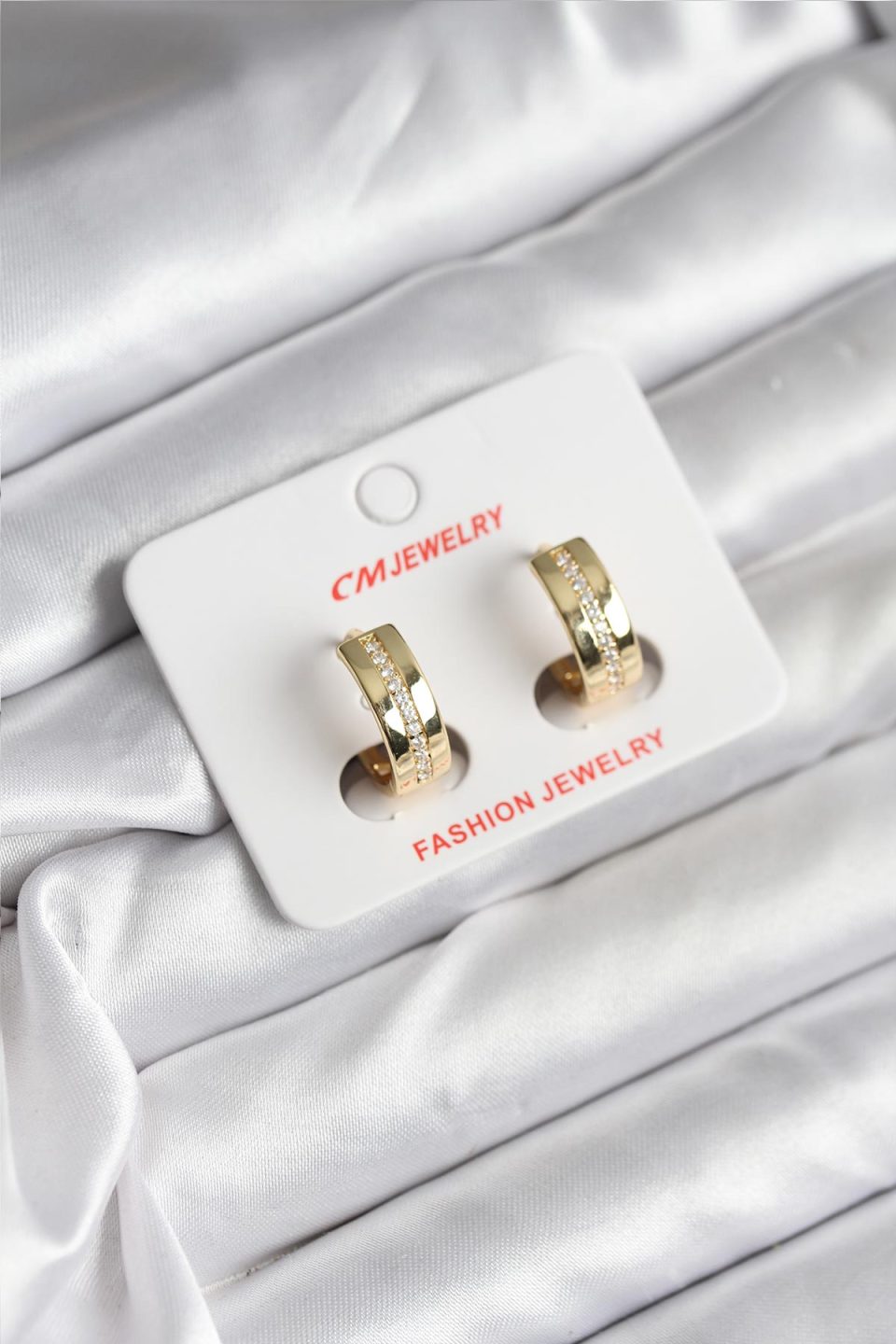 Shekka 14K Gold Renk Kaplama Zirkon Taşlı Halka Model CM Kadın Küpe
