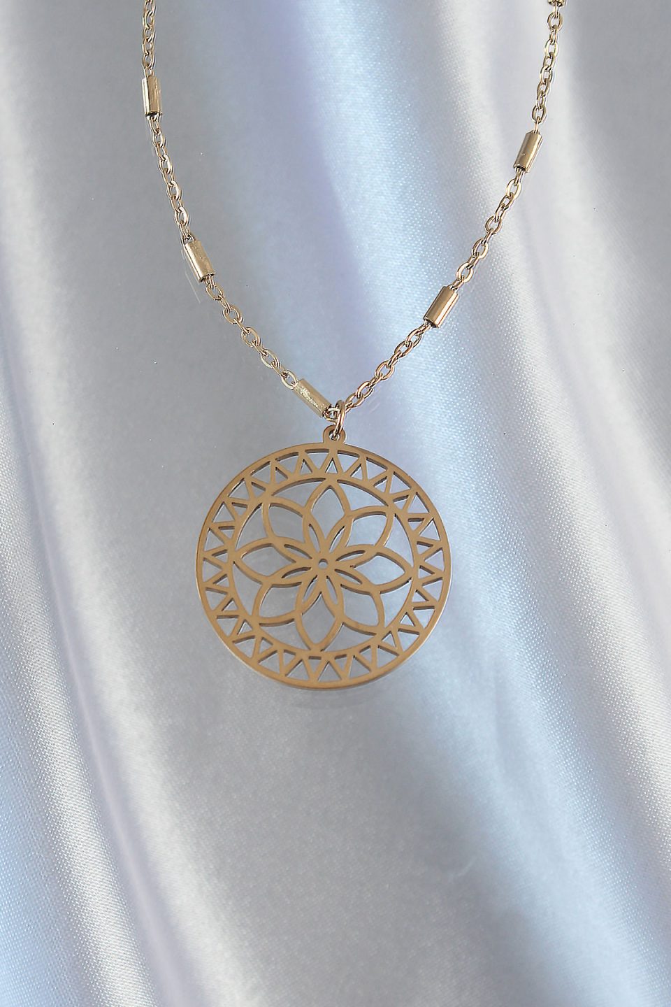 Shekka 316L Çelik Zincir Gold Renk Lotus Model Kolye — görsel 2