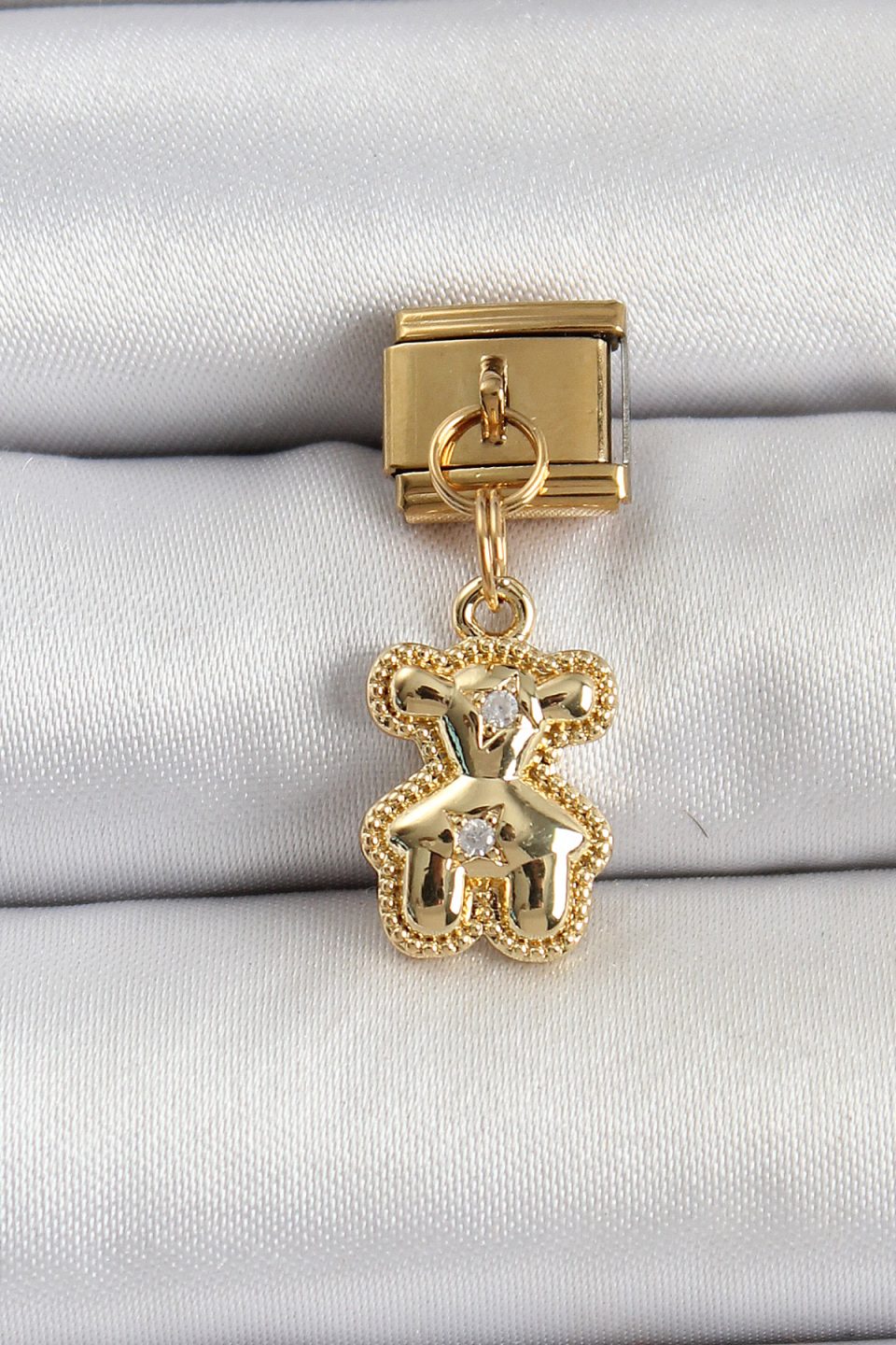 Shekka 316L Çelik Sallantılı Zirkon Taşlı Ayıcık Model Gold Renk Nomination Charm