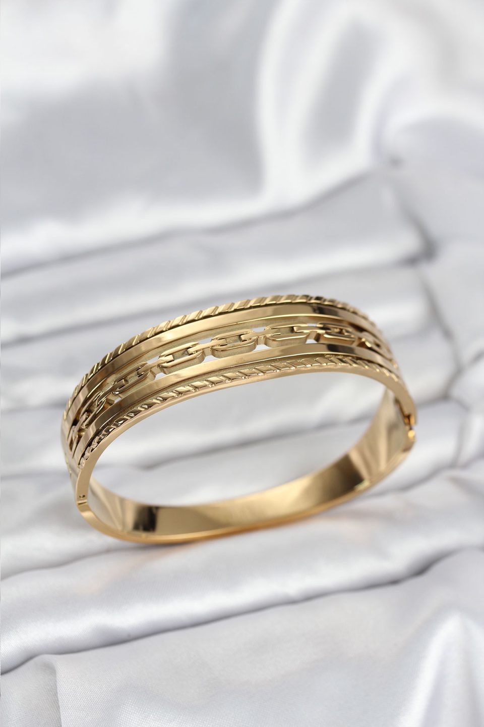 Shekka 316L Çelik Gold Renk Vintage Model Kadın Kelepçe Bileklik