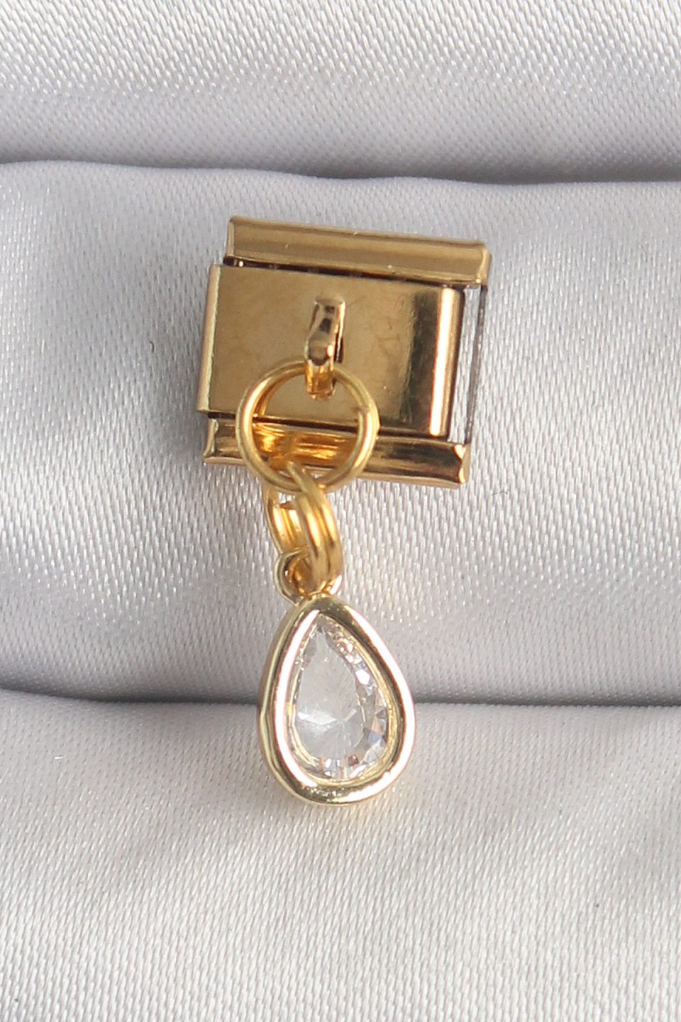 Shekka 316L Çelik Gold Renk Sallantı Damla Zirkon Taşlı Nomination Charm