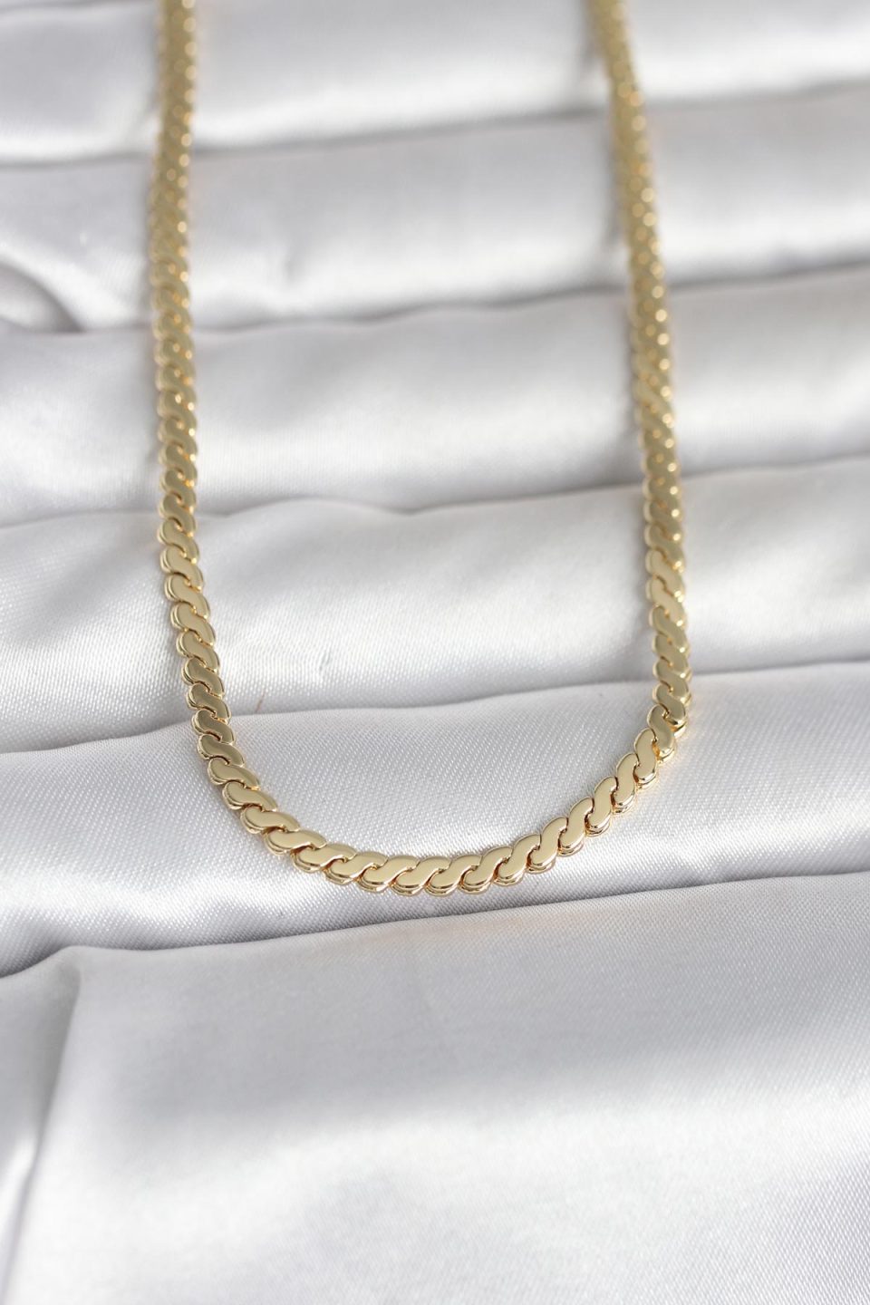 Shekka CM 14K Gold Renk Yassı Ezme Zincir Model 60 cm Kadın Kolye