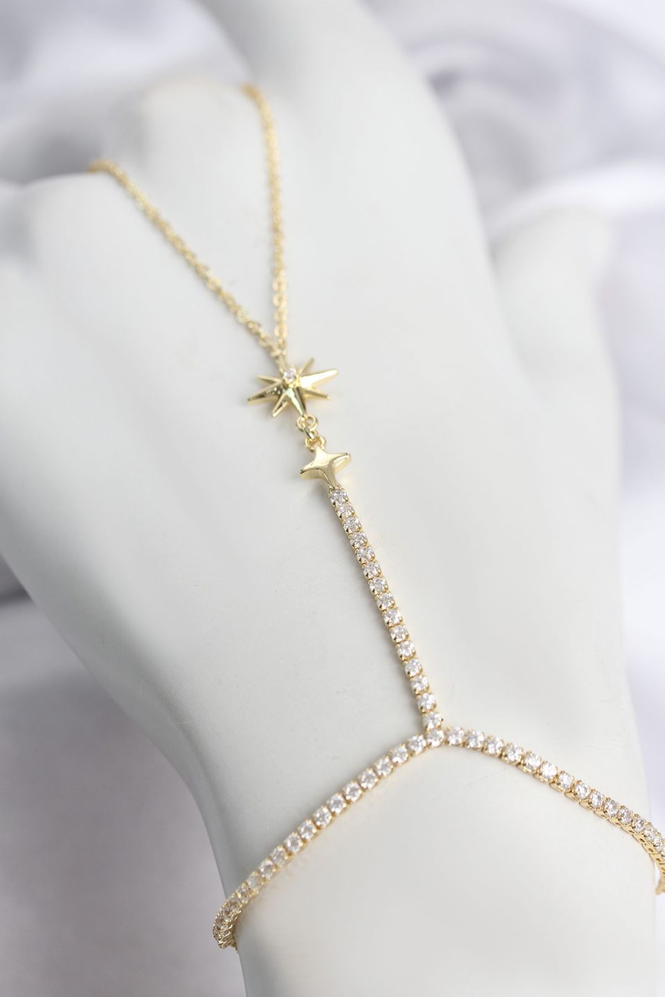 Shekka Gold Renk Pirinç Zirkon Taşlı Kutup Yıldızı Model Şahmeran