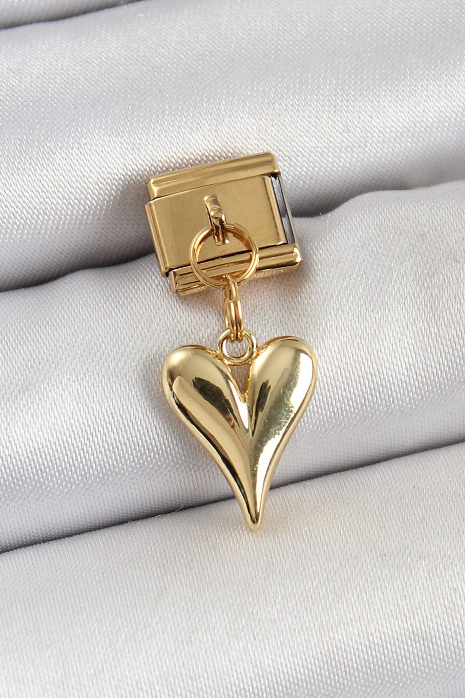 Shekka 316L Çelik Sallantılı Kalp Model Gold Renk Nomination Charm