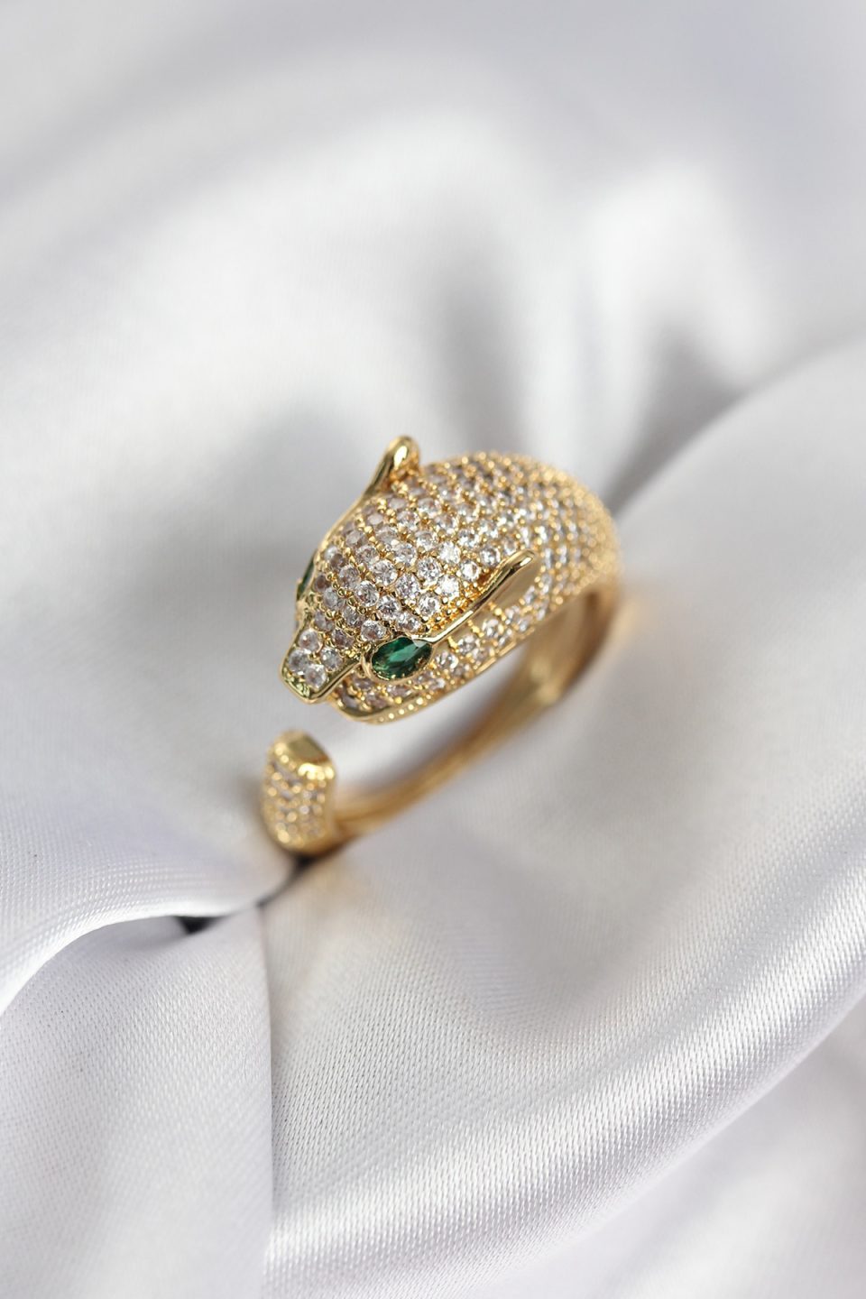 Shekka Jaguar Model Gold Renk Zirkon Taşlı Kadın Yüzük