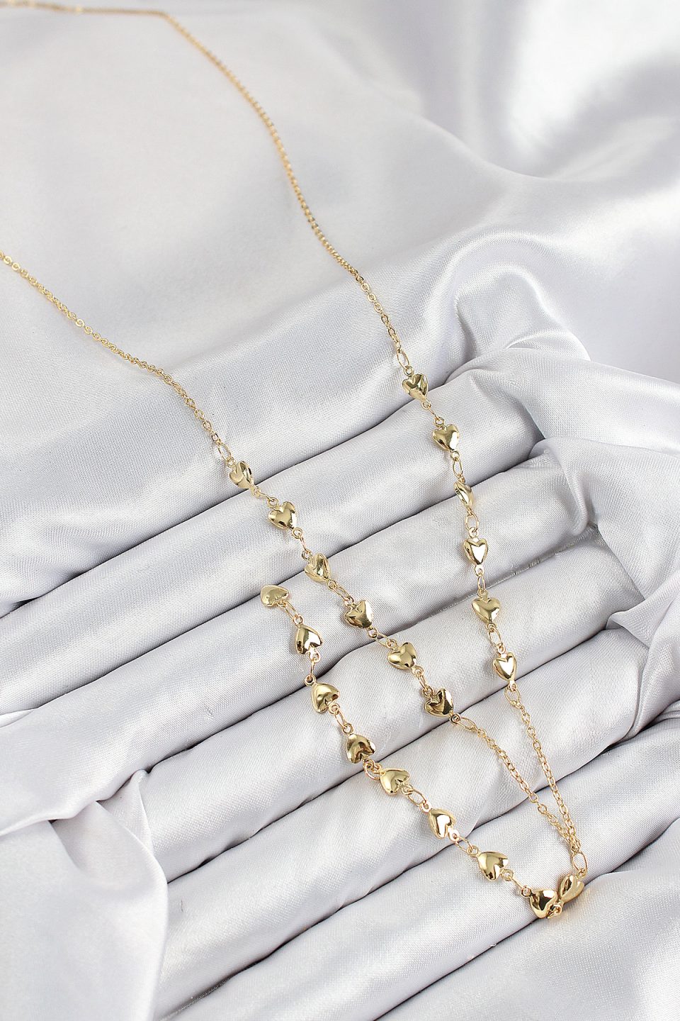 Shekka Pirinç Zirkon Taşlı Kalp Model Gold Renk Y Kolye — görsel 2