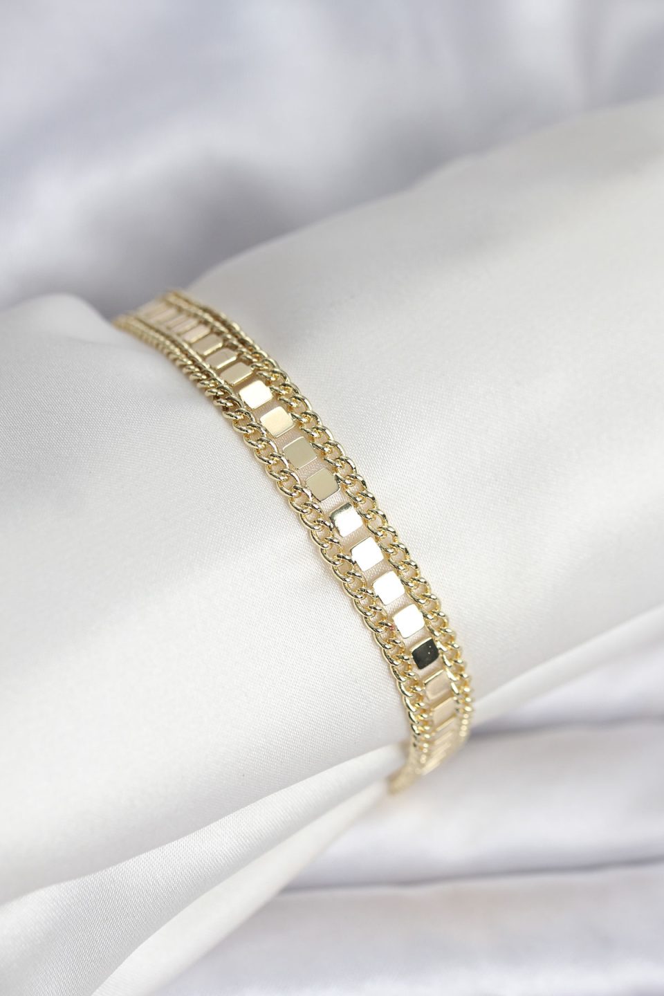 Shekka 316L Çelik Gold Renk Pullu Zincir Model Kadın Bileklik