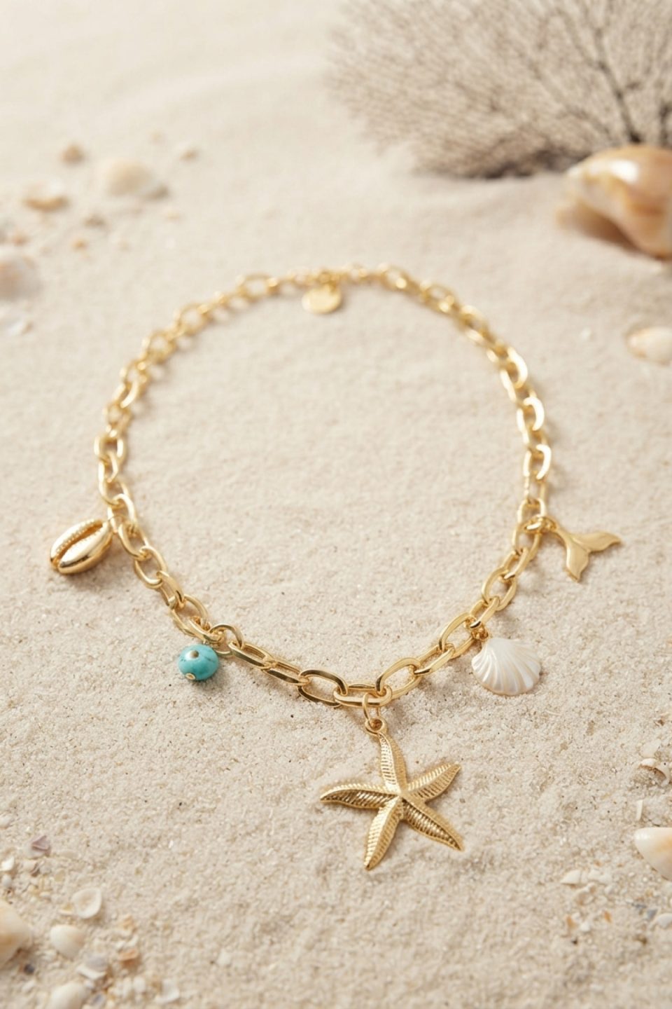 Shekka Deniz Yıldızı Charm Detaylı Gold Renk Zincir Kolye — görsel 2