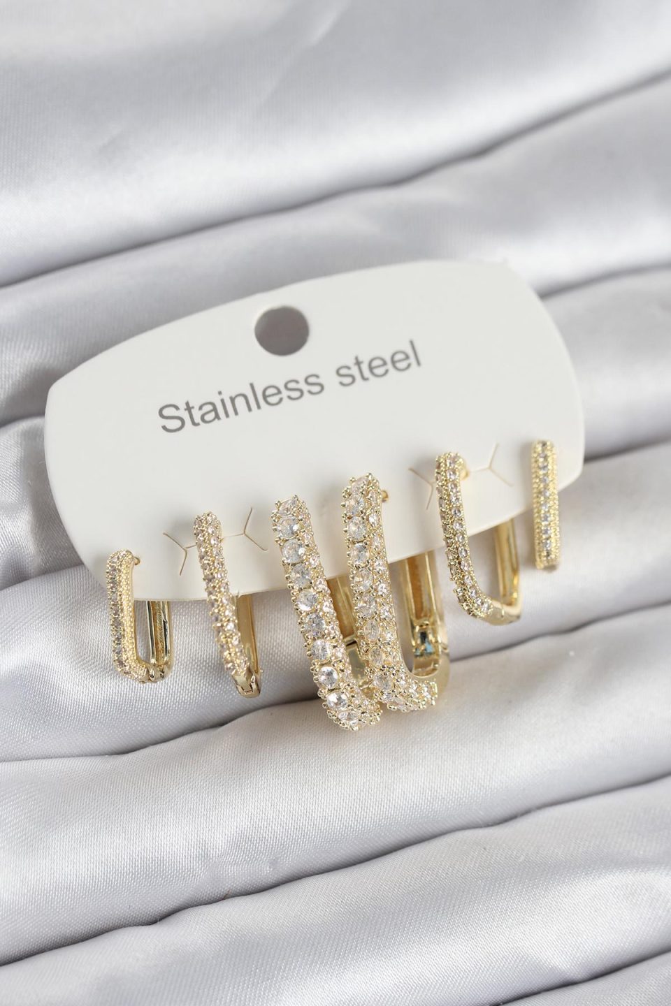 Shekka 316L Çelik Gold Renk 6'lı Set Zirkon Taşlı Kadın Küpe