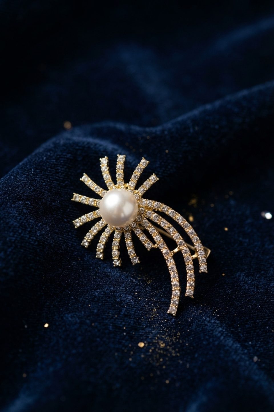 Shekka Gold Renk Zirkon Taşlı Halley Model Broş
