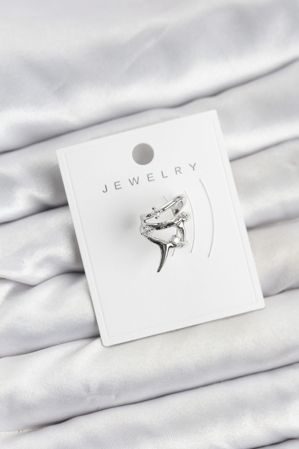 Shekka Gümüş Renk Pirinç Diken Model Kıkırdak Earcuff Küpe