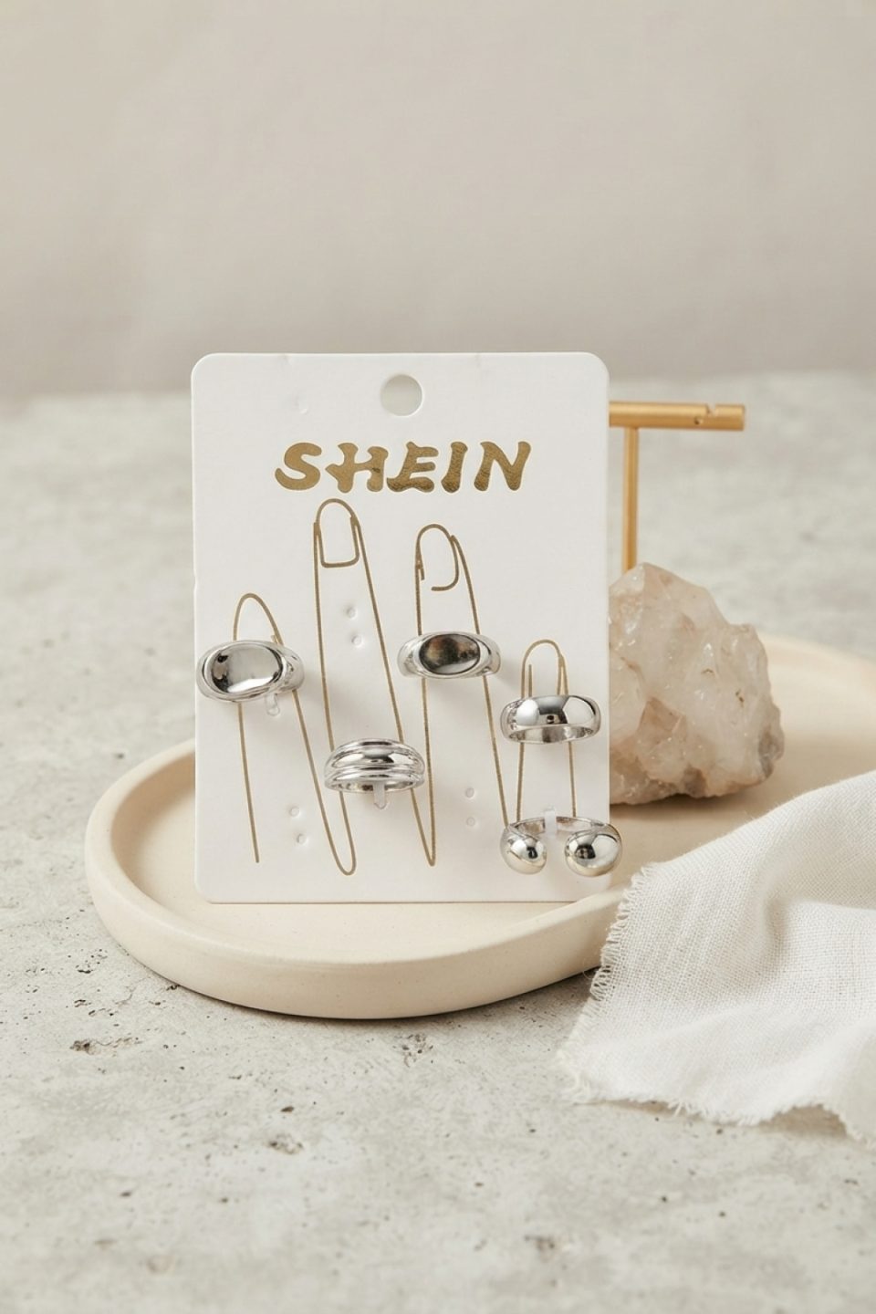Shekka Gümüş Renk Pirinç Bohem Yüzük Kombini BYK4267